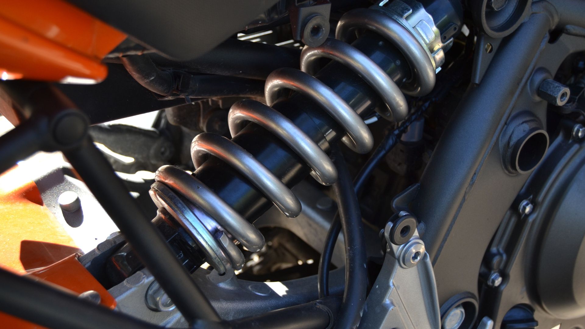 A close up view of a motorcycle engine